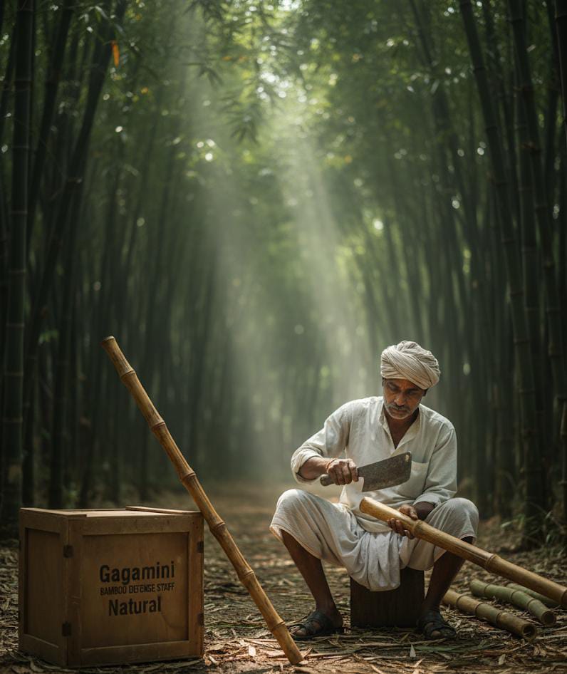GAGAMINI NATURAL Premium Bamboo Walking Stick | Strong Handmade Lathi for Walking Support & Self-Defence
